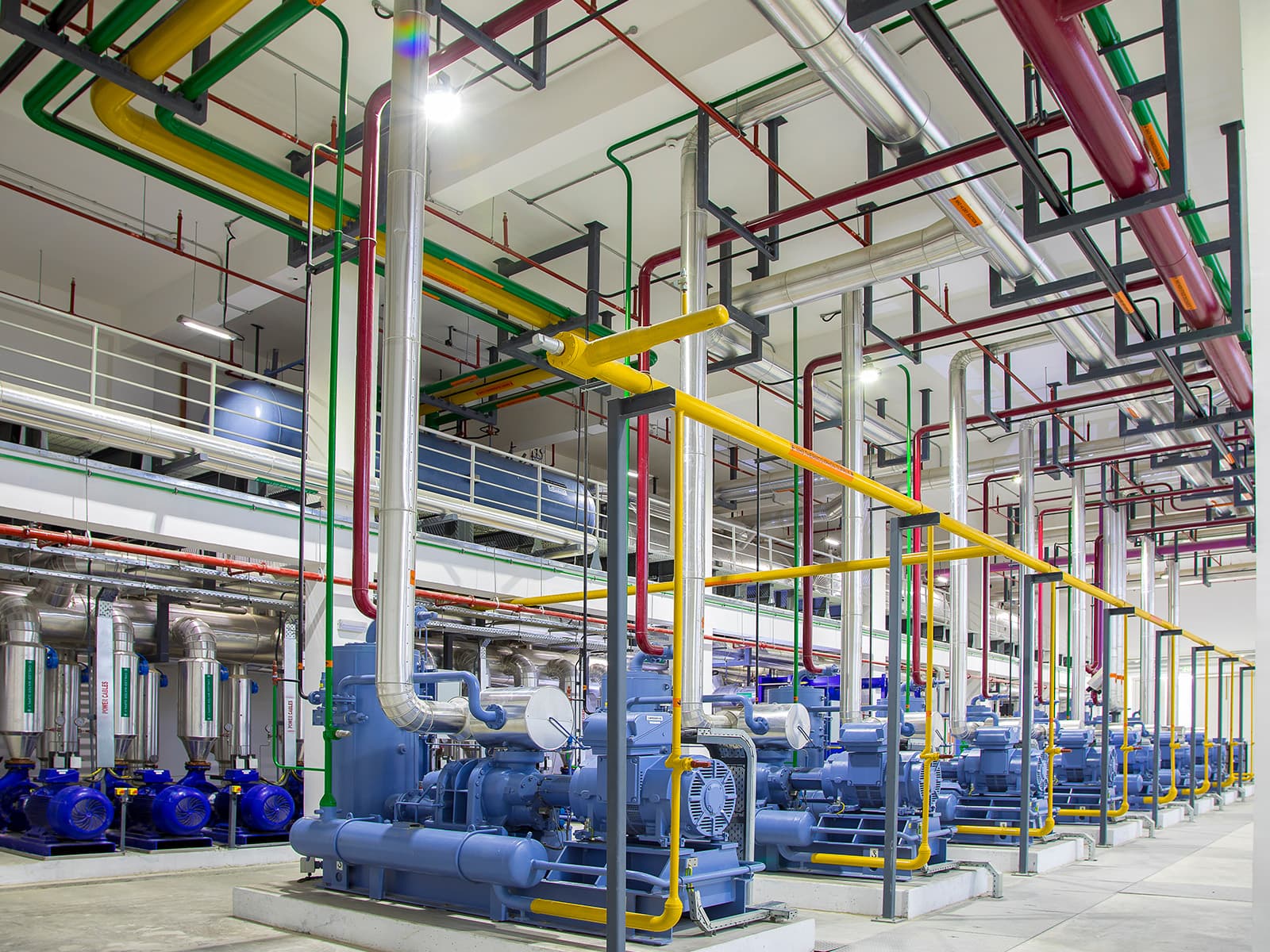 Industrial facility mechanical plant room.
